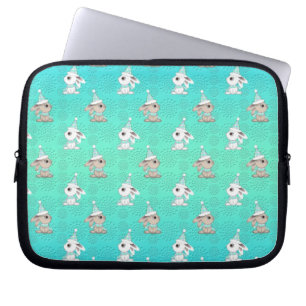Kleine sneeuwkonijnen in mutsen en sjaals patroon laptop sleeve