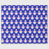 Kleine Sneeuwman Holly Berries Kerstmis Cadeaupapier (Vlak)