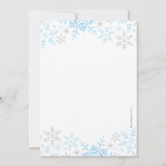 Kleine Sneeuwvlok Baby Jongen Douche Blauw Zilver Kaart (Achterkant)