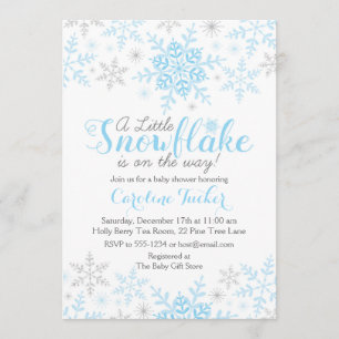 Kleine Sneeuwvlok Baby Jongen Douche Blauw Zilver Kaart