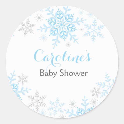 Kleine Sneeuwvlok Baby shower Ronde Sticker (Voorkant)