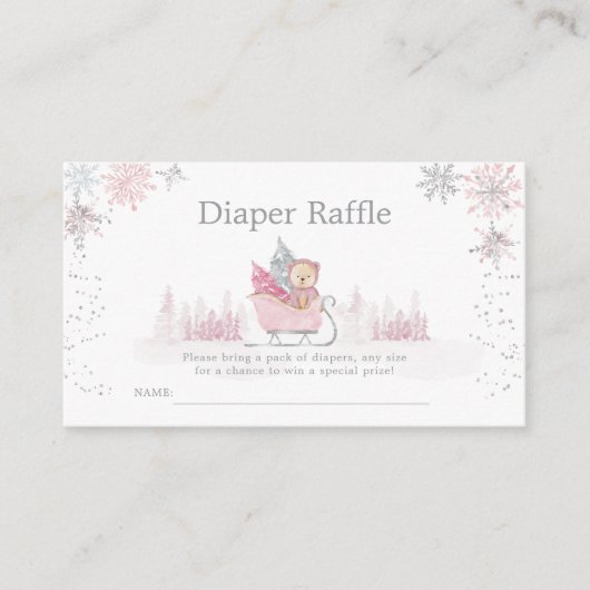 Kleine sneeuwvlok is onderweg naar Baby shower Informatiekaartje (Voorkant)