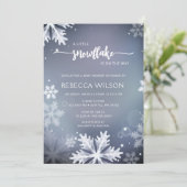 Kleine sneeuwvlok is op de weg jongen Baby shower Kaart (Staand voorkant)