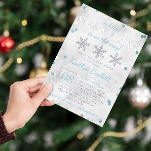 Kleine Sneeuwvlok Jongens Winter Baby Borrel Echte Folie Uitnodiging