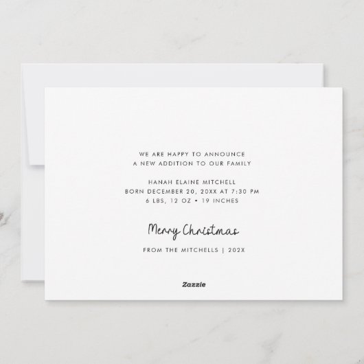 Kleine sneeuwvlok Kerstmis geboorte aankondiging (Achterkant)