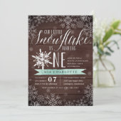 Kleine Sneeuwvlok Mint Rustiek Hout Eerste Verjaar Kaart (Staand voorkant)