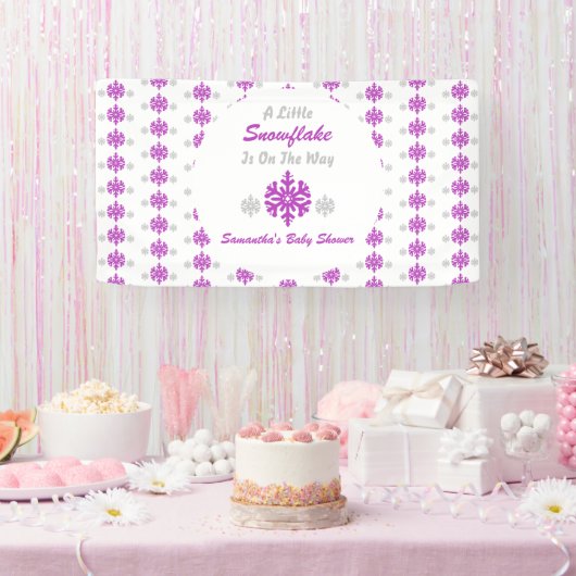 Kleine sneeuwvlok onderweg spandoek (Feest)