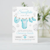 Kleine sneeuwvlok op de weg Blue Baby Boy Shower Kaart (Staand voorkant)