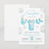 Kleine sneeuwvlok op de weg Blue Baby Boy Shower Kaart (Voorkant / Achterkant)