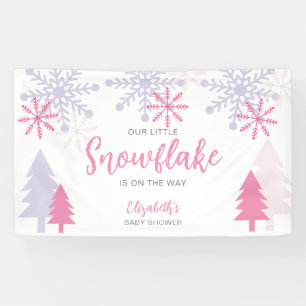 Kleine sneeuwvlok op weg Baby shower Winter Spandoek