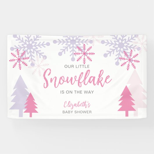 Kleine sneeuwvlok op weg Baby shower Winter Spandoek (Horizontaal)