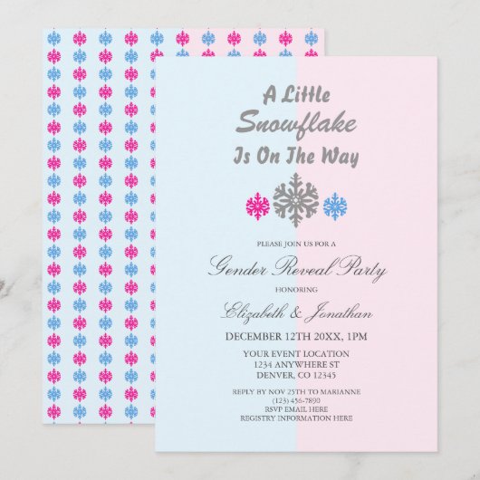 Kleine sneeuwvlok op weg naar de wintersekse kaart (Voorkant / Achterkant)