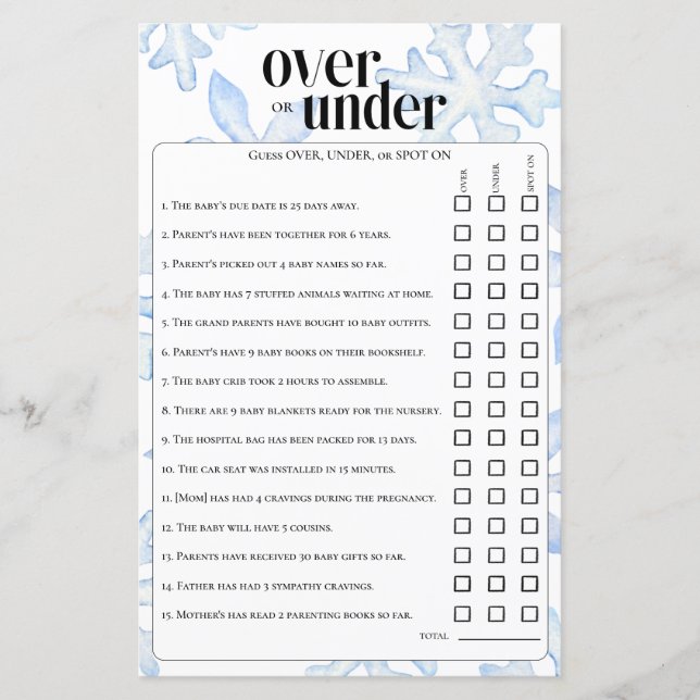 Kleine sneeuwvlok over onder het raden spel (Voorkant)