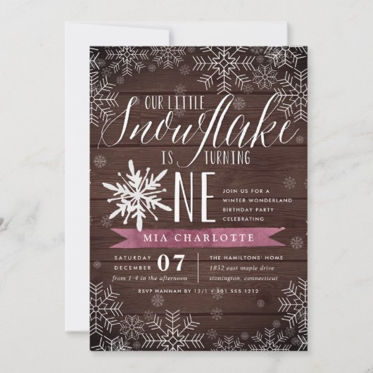 Kleine sneeuwvlok Plum rustiek hout eerste verjaar Kaart (Voorkant)