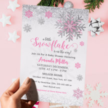 Kleine Sneeuwvlok Roze Zilver Glitter Baby Shower