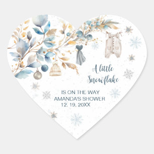 Kleine Sneeuwvlok Waskleine Baby Shower Hart Sticker