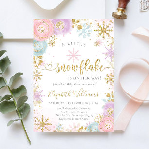 Kleine Sneeuwvlok Winter Baby Shower Uitnodiging