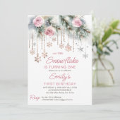 Kleine sneeuwvlok winter verjaardagsfeest kaart (Staand voorkant)