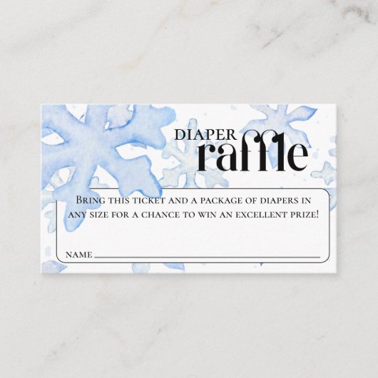 Kleine Sneeuwvlok Wintery Baby shower Luier Raffle Informatiekaartje (Voorkant)