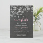 Kleine Sneeuwvlokje Schoolbord Baby Shower Uitnodi Kaart (Staand voorkant)