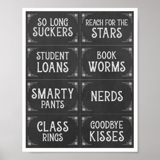 Kleine Snoepjes borden met een Chalkboard-Afstuder Poster (Voorkant)