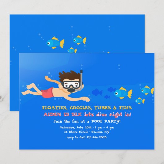 Kleine Snorkeler uitnodiging (Voorkant / Achterkant)