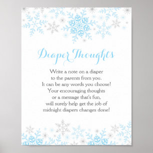 Kleine Snowflake Baby shower Diaper over reflectie Poster