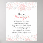 Kleine Snowflake Baby shower Diaper over reflectie Poster (Voorkant)