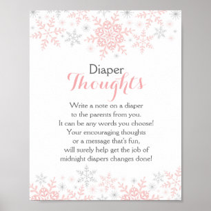 Kleine Snowflake Baby shower Diaper over reflectie Poster
