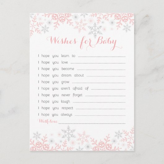 Kleine Snowflake Baby shower wil Baby Advieskaart (Voorkant)