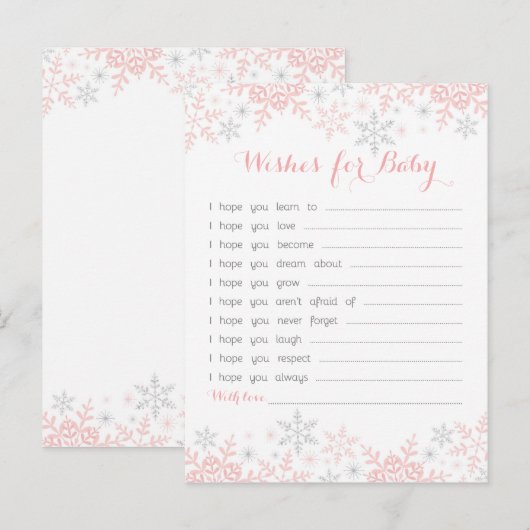 Kleine Snowflake Baby shower wil Baby Advieskaart (Voorkant / Achterkant)
