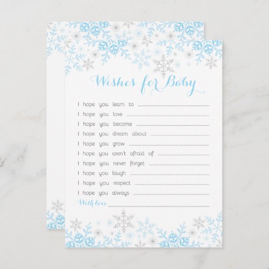 Kleine Snowflake Baby shower wil Baby Advieskaart (Voorkant / Achterkant)