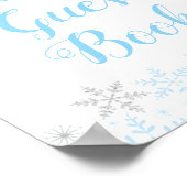Kleine Snowflake Boy Baby shower Guest Book Sign. Poster (Hoek)