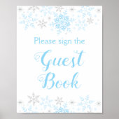 Kleine Snowflake Boy Baby shower Guest Book Sign. Poster (Voorkant)