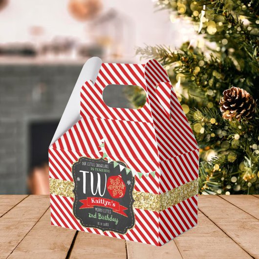 Kleine Snowflake die 2 draait! Eerste Kerstdag Bedankdoosjes