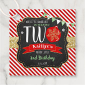 Kleine Snowflake die 2 draait! Eerste Kerstdag Bedankjes Labels (Voorkant)