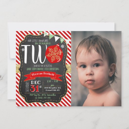 Kleine Snowflake die 2 draait! Eerste Kerstdag Kaart (Voorkant)