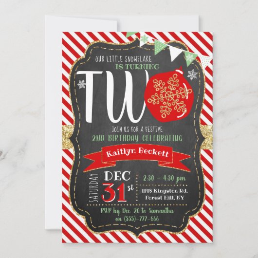 Kleine Snowflake die 2 draait! Eerste Kerstdag Kaart (Voorkant)