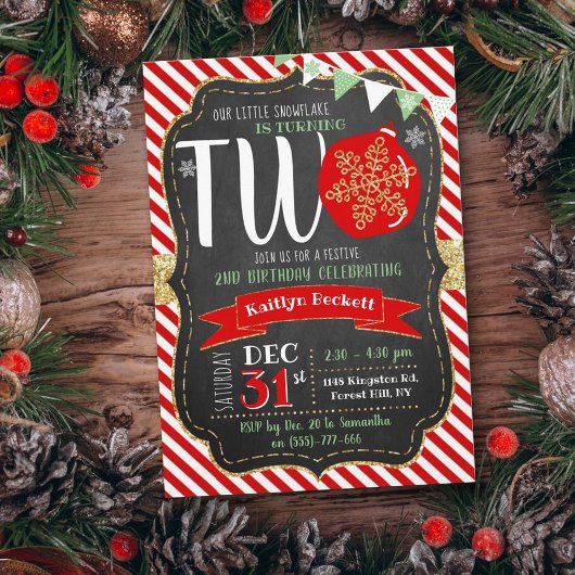 Kleine Snowflake die 2 draait! Eerste Kerstdag Kaart