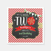 Kleine Snowflake die 2 draait! Eerste Kerstdag Servet (Voorkant)