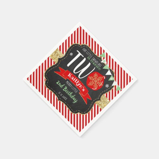 Kleine Snowflake die 2 draait! Eerste Kerstdag Servet (Hoek)