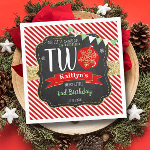 Kleine Snowflake die 2 draait! Eerste Kerstdag Servet