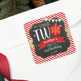 Kleine Snowflake die 2 draait! Eerste Kerstdag Vierkante Sticker