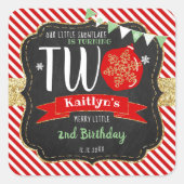 Kleine Snowflake die 2 draait! Eerste Kerstdag Vierkante Sticker (Voorkant)