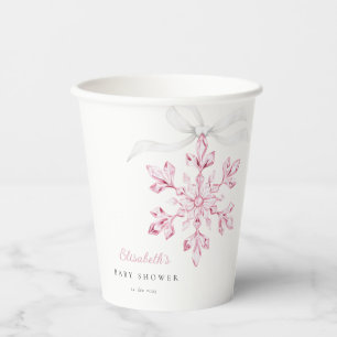 Kleine Snowflake roze Baby shower Papieren Bekers