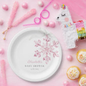 Kleine Snowflake roze Baby shower Papieren Bordje (Feest)
