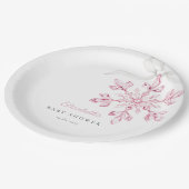 Kleine Snowflake roze Baby shower Papieren Bordje (Gekanteld)