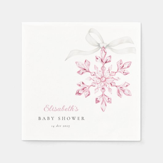 Kleine Snowflake roze Baby shower Servet (Voorkant)