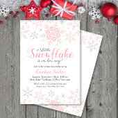 Kleine Snowflake roze Silver Glitter Baby shower Kaart