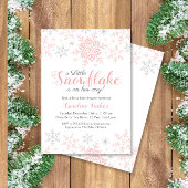 Kleine Snowflake roze Silver Glitter Baby shower Kaart